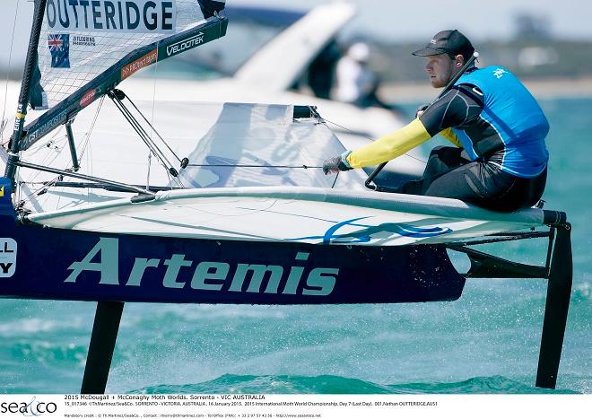 Nathan Outteridge (AUS) today - McDougall + McConaghy 2015 International Moth World Championship. © Thierry Martinez http://www.thmartinez.com